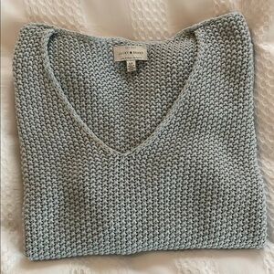 Lucky Brand Blue V-Neck Sweater with Textured Knit